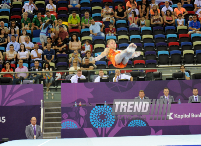 Azərbaycan gimnastı Oleq Stepko Avropa Oyunlarında gümüş medal qazandı. Bakı, Azərbaycan, 18 iyun 2015